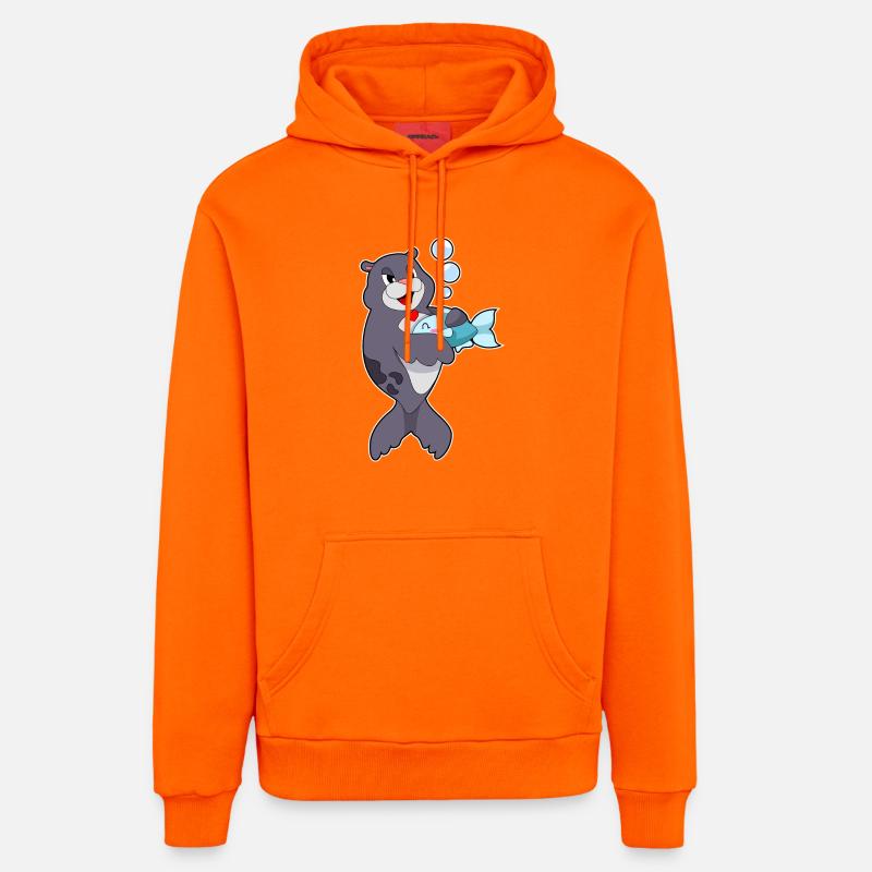 Poisson phoque - Sweat à capuche bio décontracté fabriqué en UE - SUNSET ORANGE