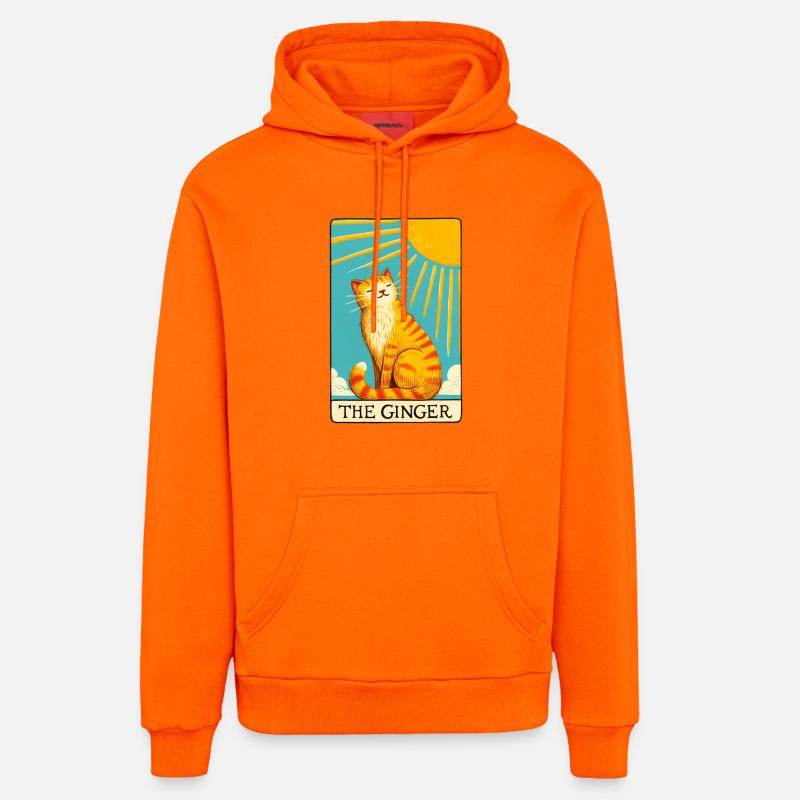 Tarot Le Chat Gingembre - Sweat à capuche bio décontracté fabriqué en UE - SUNSET ORANGE