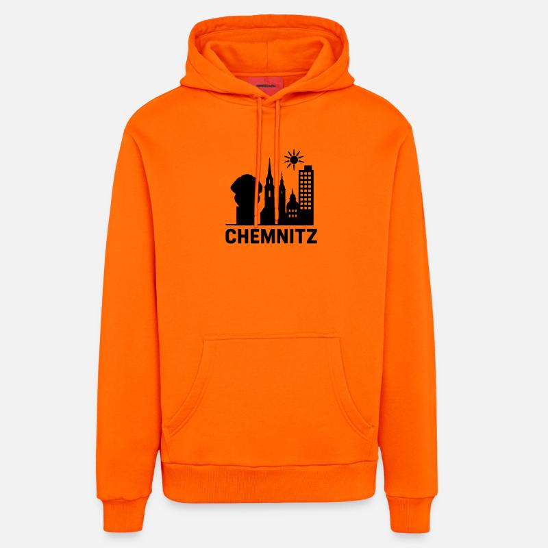 Silhouette de l’emprise de Chemnitz - Sweat à capuche bio décontracté fabriqué en UE - SUNSET ORANGE