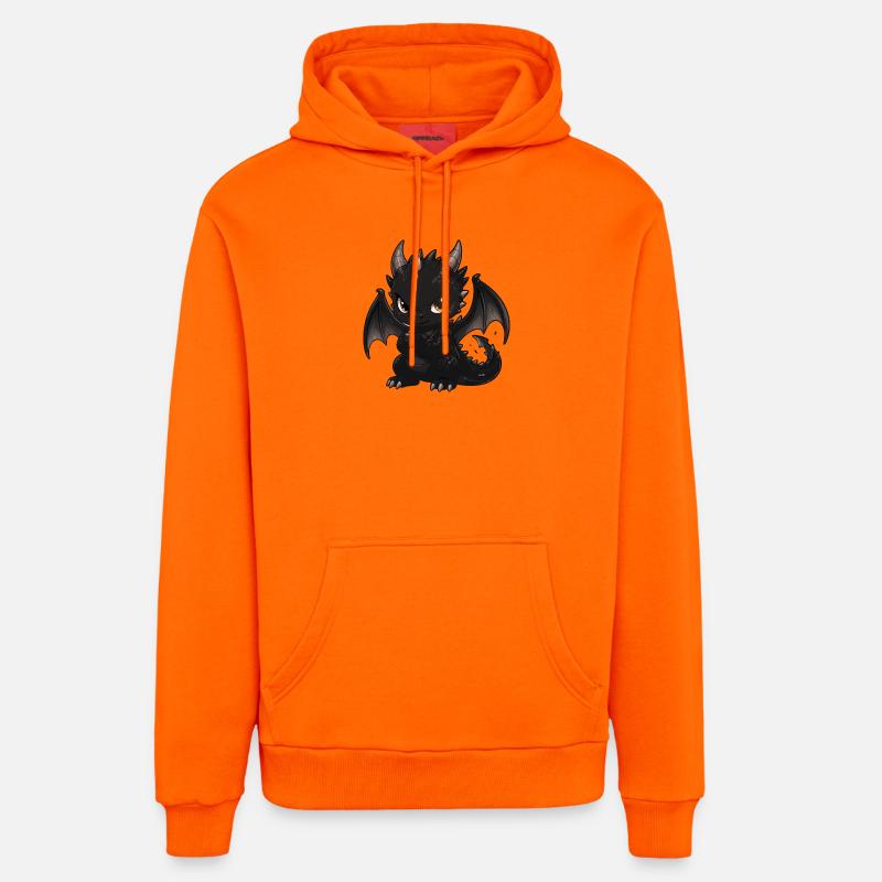 Chibi Dragon Noir aux Ailes - Sweat à capuche bio décontracté fabriqué en UE - SUNSET ORANGE