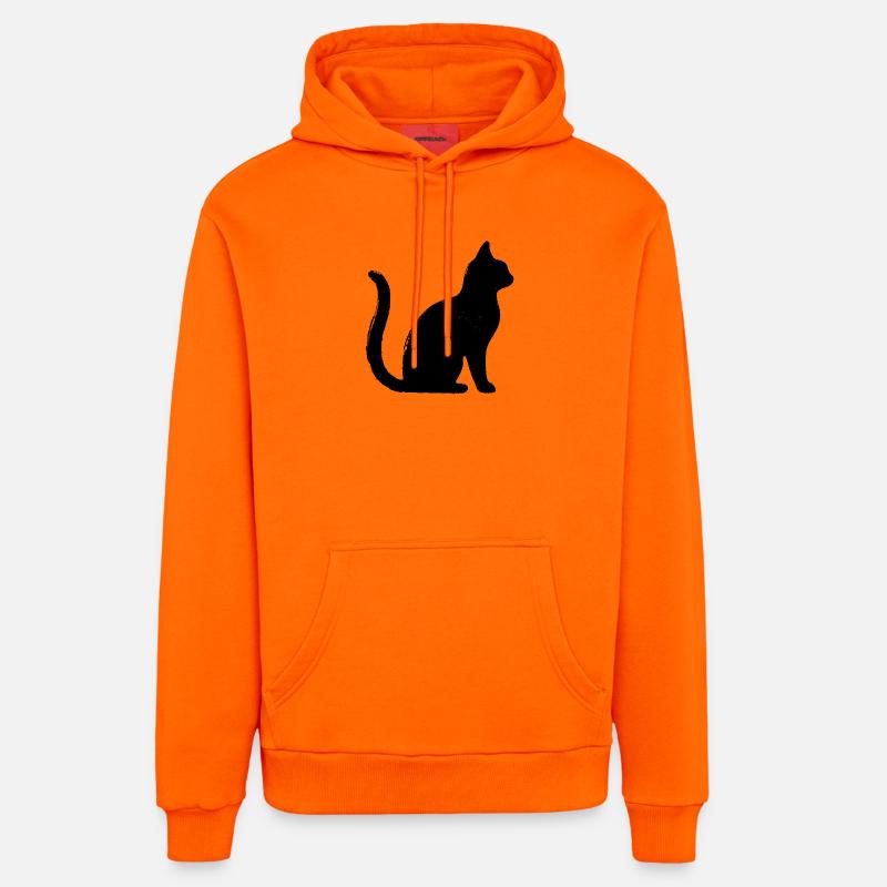 Chat - Silhouette NOIR - Sweat à capuche bio décontracté fabriqué en UE - SUNSET ORANGE