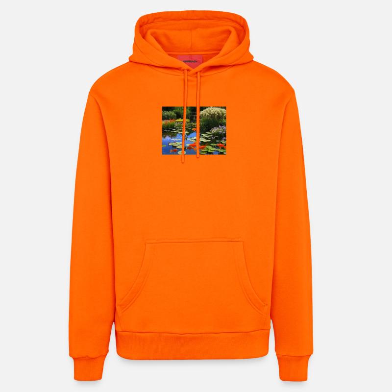 Poissons koï dans des eaux tranquilles - Sweat à capuche bio décontracté fabriqué en UE - SUNSET ORANGE