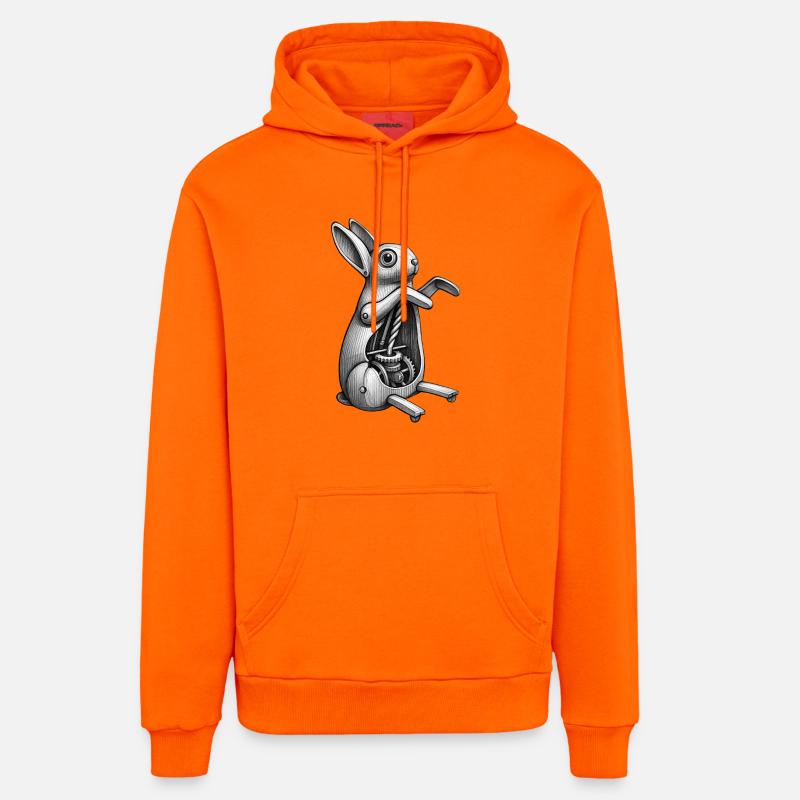 MECA RABBIT - black & white - Sweat à capuche bio décontracté fabriqué en UE - SUNSET ORANGE