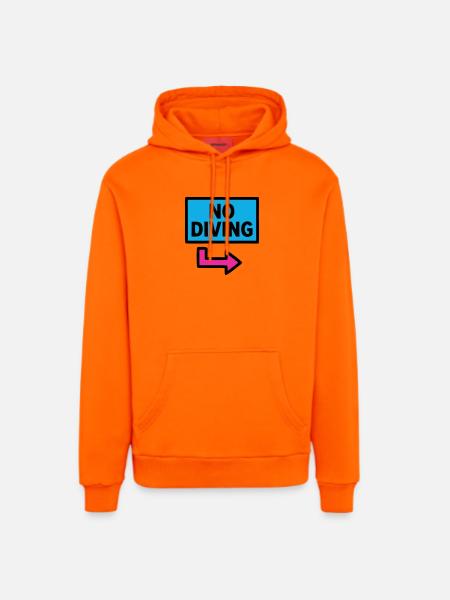 No Diving Schild Pool Retro - Organic Relaxed Hoodie Made in EU - SUNSET ORANGE