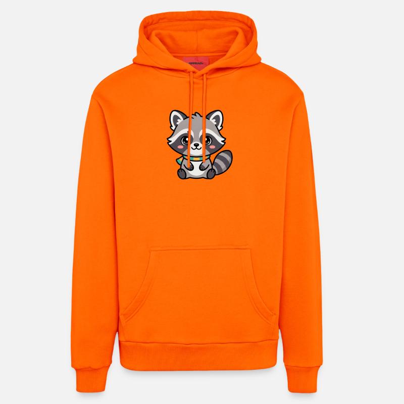 Raton laveur câlin avec écharpe - Sweat à capuche bio décontracté fabriqué en UE - SUNSET ORANGE