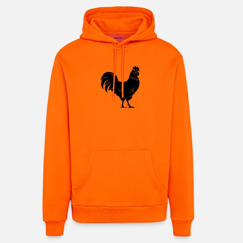Coq noir transparent Image d’ombre - Sweat à capuche bio décontracté fabriqué en UE - SUNSET ORANGE