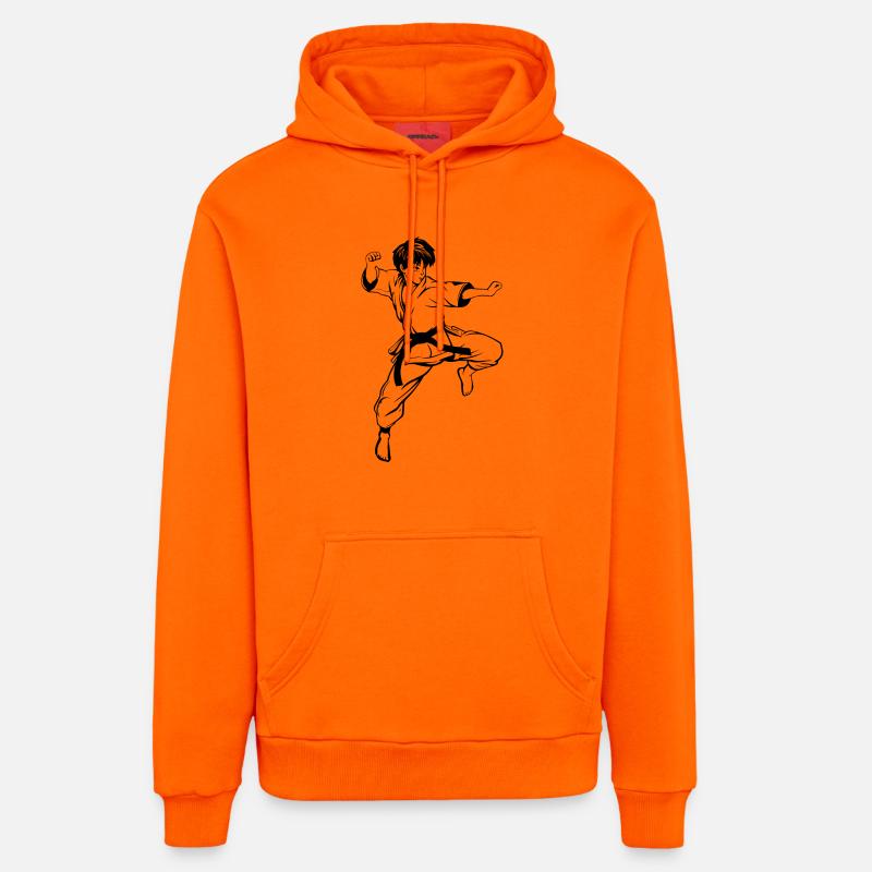 Dessin de karaté garçon - Sweat à capuche bio décontracté fabriqué en UE - SUNSET ORANGE
