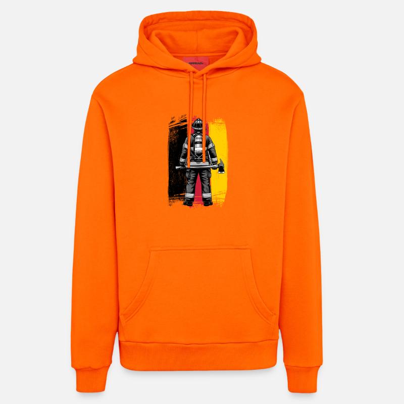 Drapeau des pompiers de l’Allemagne - Sweat à capuche bio décontracté fabriqué en UE - SUNSET ORANGE
