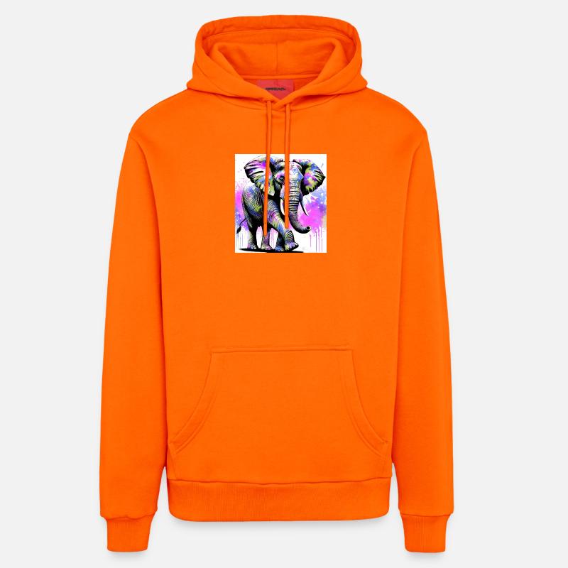 éléphant - Sweat à capuche bio décontracté fabriqué en UE - SUNSET ORANGE