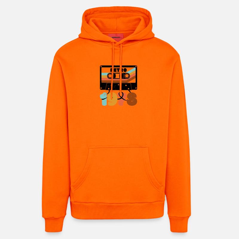 1978 Cassette de musique rétro - Sweat à capuche bio décontracté fabriqué en UE - SUNSET ORANGE