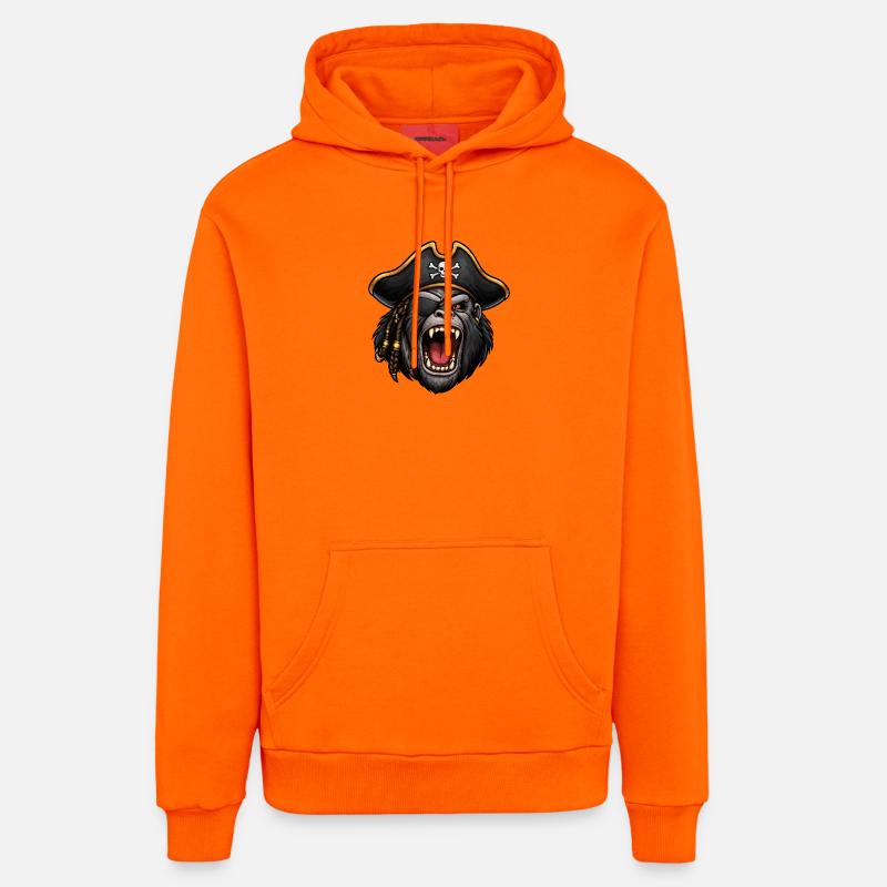 Gorille pirate avec cache-œil - Sweat à capuche bio décontracté fabriqué en UE - SUNSET ORANGE