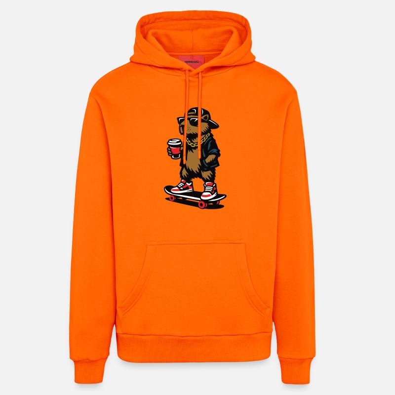 Café à roulettes Colles Capybara - Sweat à capuche bio décontracté fabriqué en UE - SUNSET ORANGE