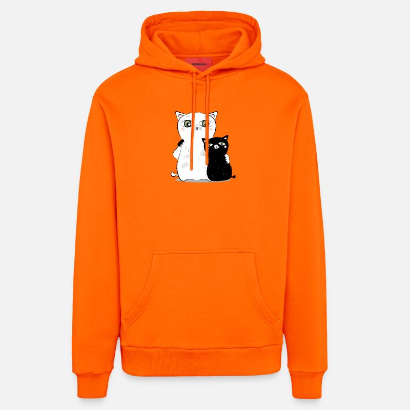 Chat Blanc & chat noir - Sweat à capuche bio décontracté fabriqué en UE - SUNSET ORANGE