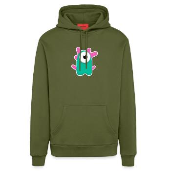 Niedlicher türkisfarbener Zyklop | Lustiges pinkes Monster - Organic Relaxed Hoodie Made in EU - MOSS GREEN - Vorne