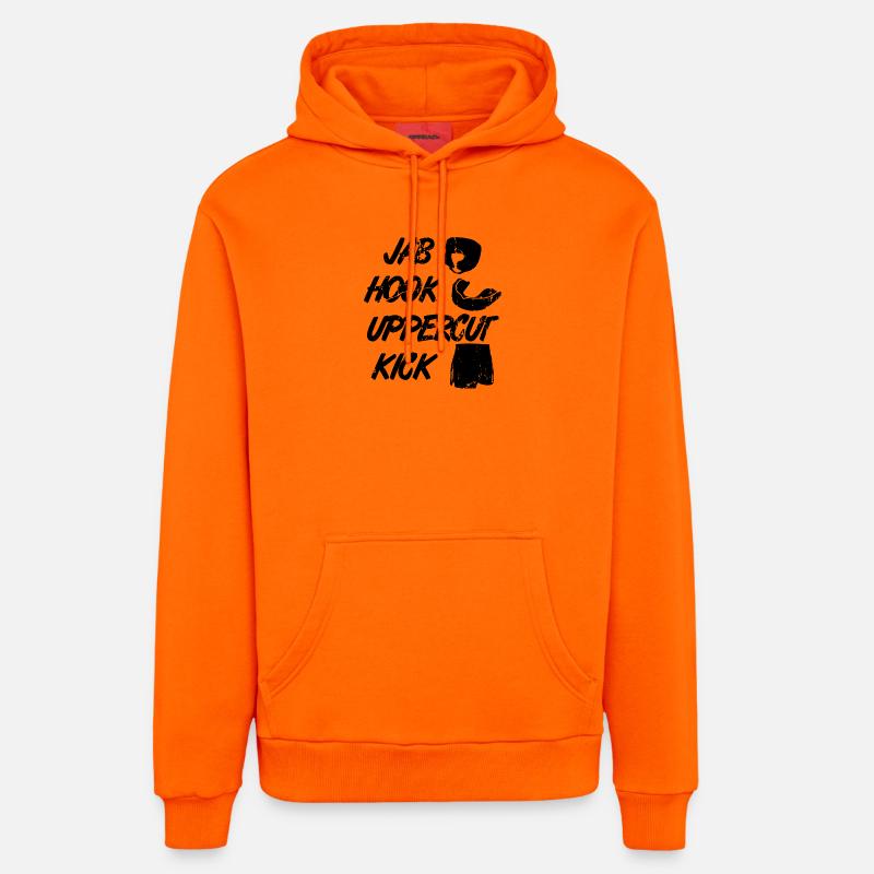 Techniques de kickboxeur - Sweat à capuche bio décontracté fabriqué en UE - SUNSET ORANGE