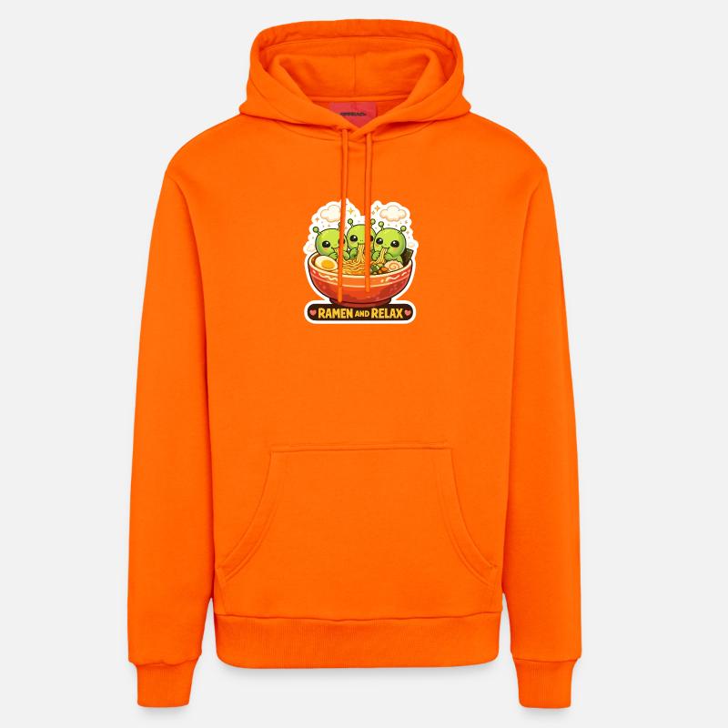 Ramen et Aliens Relax - Sweat à capuche bio décontracté fabriqué en UE - SUNSET ORANGE