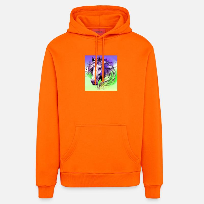 cheval - Sweat à capuche bio décontracté fabriqué en UE - SUNSET ORANGE