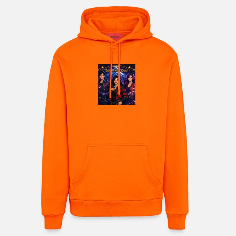Radio Banner Tee - Sweat à capuche bio décontracté fabriqué en UE - SUNSET ORANGE