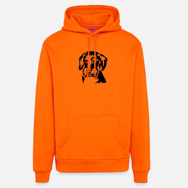Tête de teckel - Sweat à capuche bio décontracté fabriqué en UE - SUNSET ORANGE