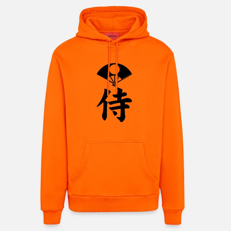 Emblème samouraï du clan Satake (noir) - Sweat à capuche bio décontracté fabriqué en UE - SUNSET ORANGE