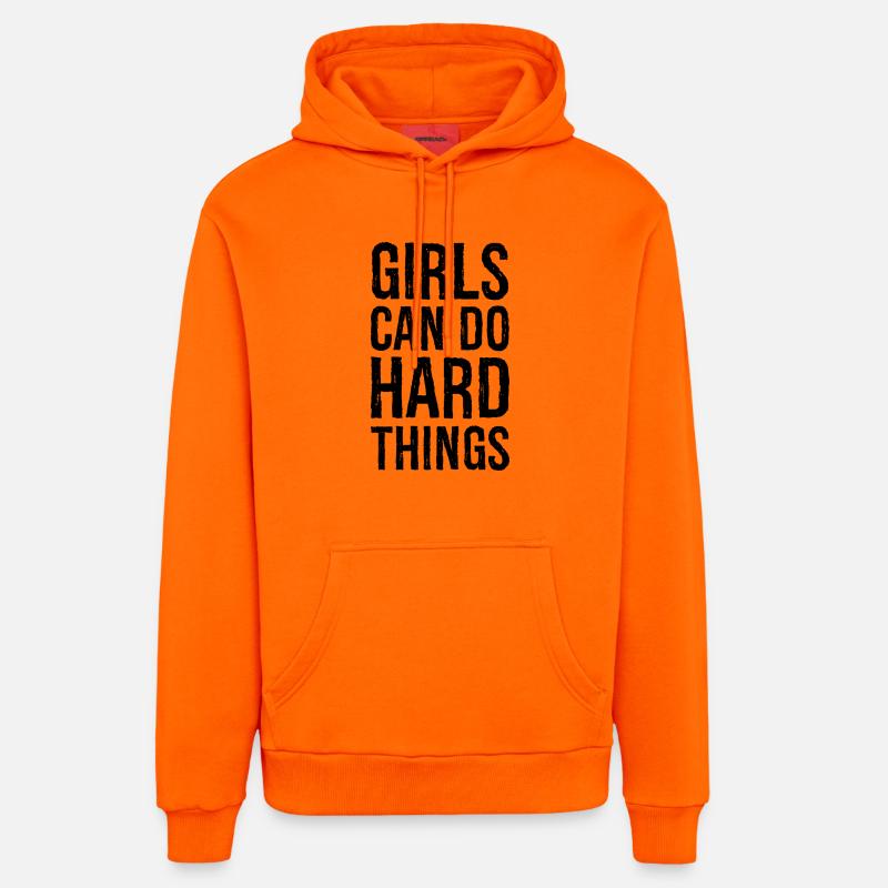 Mädchen können harte Dinge tun - Organic Relaxed Hoodie Made in EU - SUNSET ORANGE