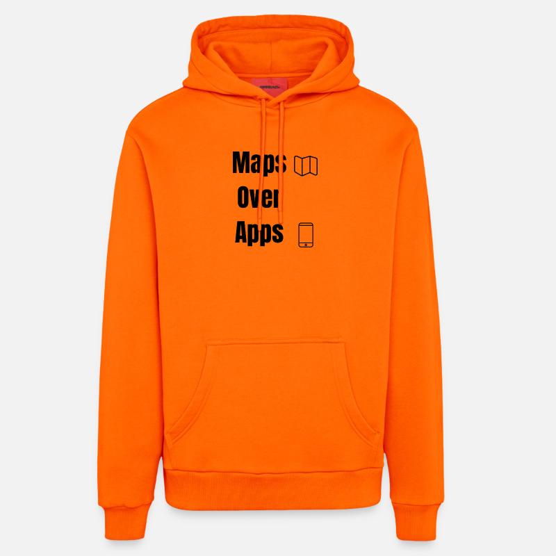 Maps Over Apps – Chemise de voyage - Sweat à capuche bio décontracté fabriqué en UE - SUNSET ORANGE