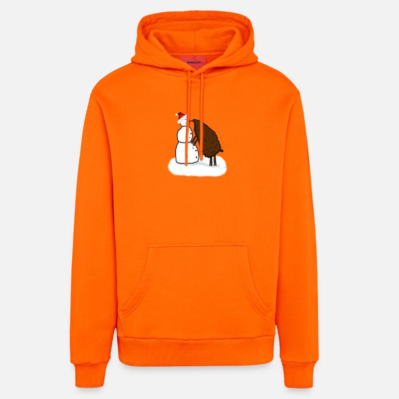 Bonhomme de neige et moutons - Sweat à capuche bio décontracté fabriqué en UE - SUNSET ORANGE