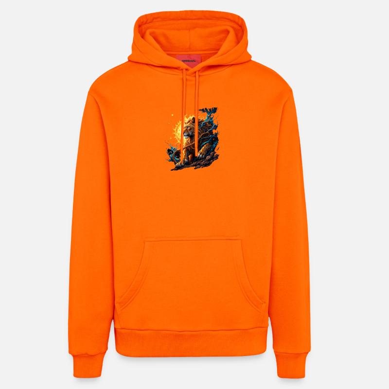 Tigre Élémentaire : Feu et Lune - Sweat à capuche bio décontracté fabriqué en UE - SUNSET ORANGE