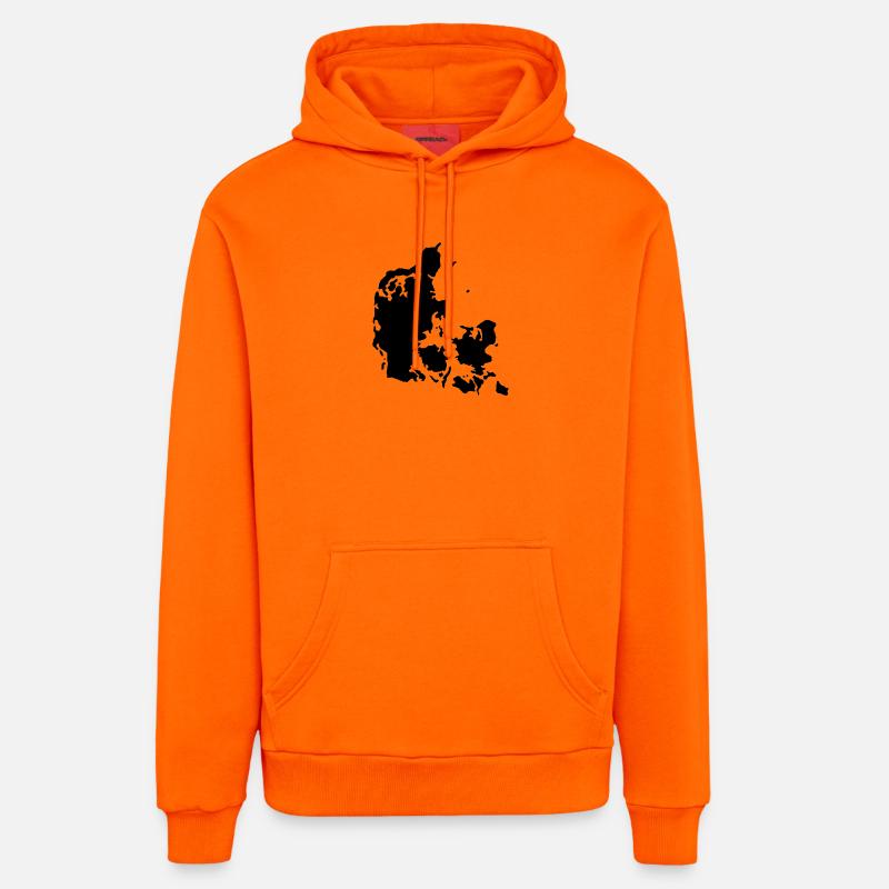 Carte du Danemark - Sweat à capuche bio décontracté fabriqué en UE - SUNSET ORANGE