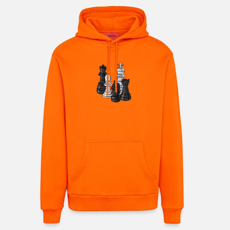 échecs - Sweat à capuche bio décontracté fabriqué en UE - SUNSET ORANGE