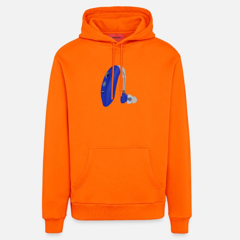 Une aide auditive bleue - Sweat à capuche bio décontracté fabriqué en UE - SUNSET ORANGE