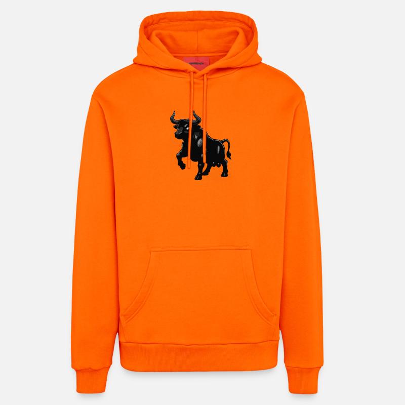 Silhouette du taureau noir avec brillance - Sweat à capuche bio décontracté fabriqué en UE - SUNSET ORANGE