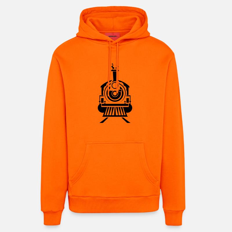 Graphiques de locomotives à vapeur - Sweat à capuche bio décontracté fabriqué en UE - SUNSET ORANGE