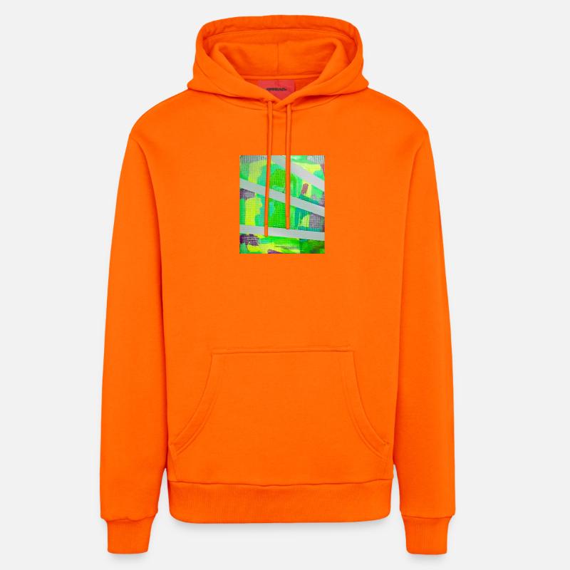 Résumé néon Kaleido - Sweat à capuche bio décontracté fabriqué en UE - SUNSET ORANGE