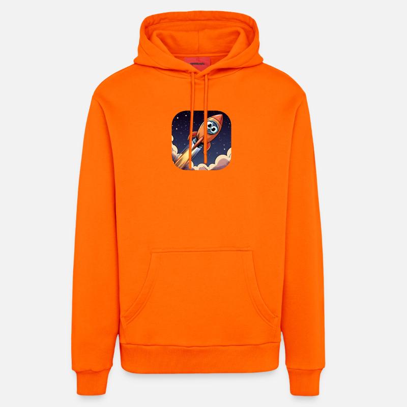 Fusée comique avec des yeux - Sweat à capuche bio décontracté fabriqué en UE - SUNSET ORANGE