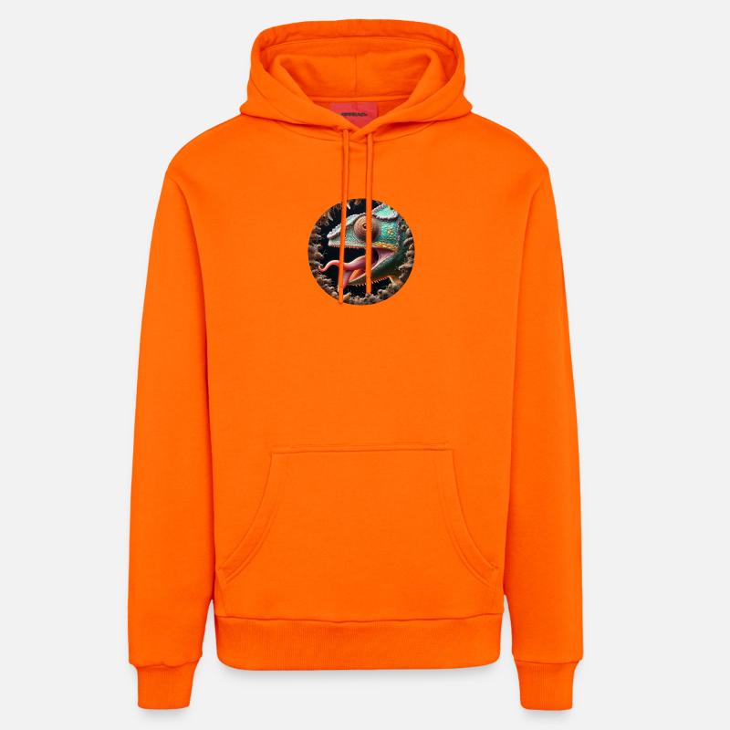 Le caméléon a faim d’insectes - Sweat à capuche bio décontracté fabriqué en UE - SUNSET ORANGE