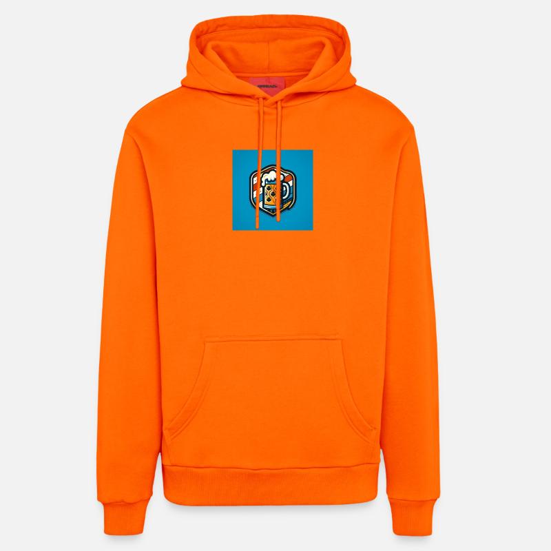 Logo de la bière 1 - Sweat à capuche bio décontracté fabriqué en UE - SUNSET ORANGE