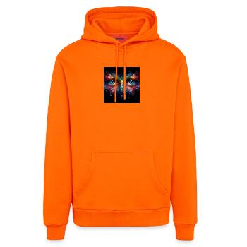 Yeux 1 - Sweat à capuche bio décontracté fabriqué en UE - SUNSET ORANGE - Devant