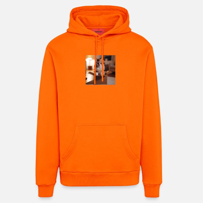 Drôle de chat - Sweat à capuche bio décontracté fabriqué en UE - SUNSET ORANGE