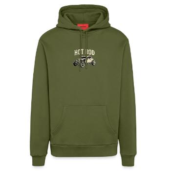 Hot Rod Oldtimer - Organic Relaxed Hoodie Made in EU - MOSS GREEN - Vorne