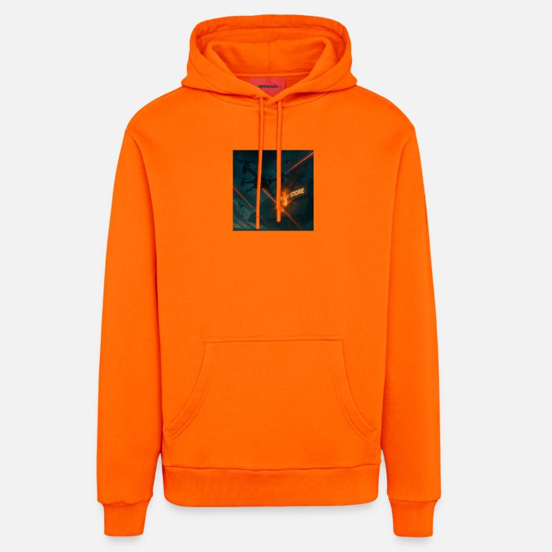 Futuristisches Angriffsbild eines Luftwaffenstützpunkts - Organic Relaxed Hoodie Made in EU - SUNSET ORANGE
