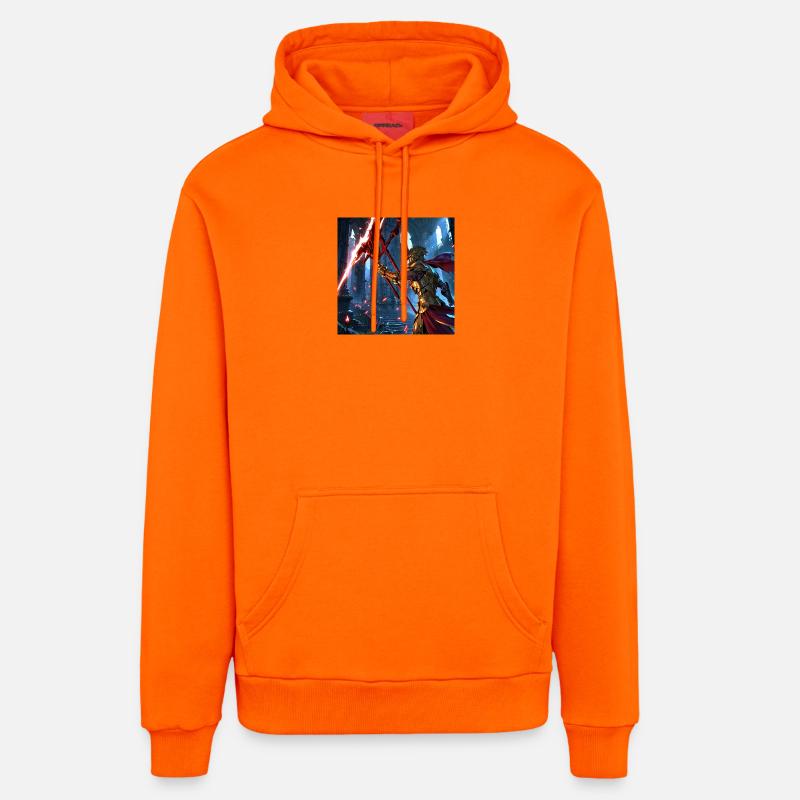 Guerrier mythique en combat épique - Sweat à capuche bio décontracté fabriqué en UE - SUNSET ORANGE