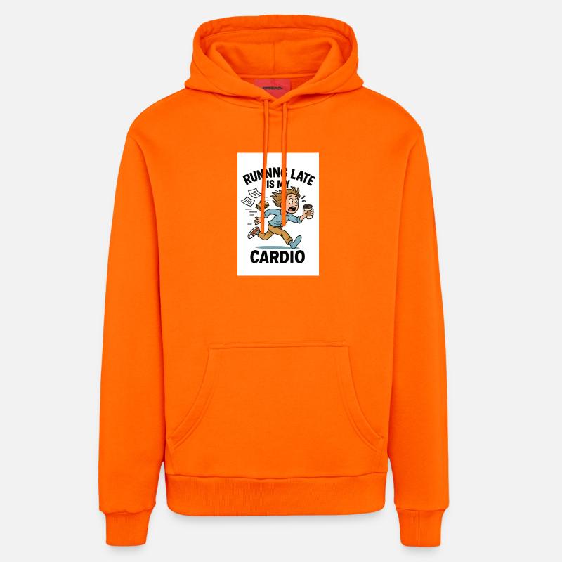 Courir trop tard, c’est mon cardio - Sweat à capuche bio décontracté fabriqué en UE - SUNSET ORANGE