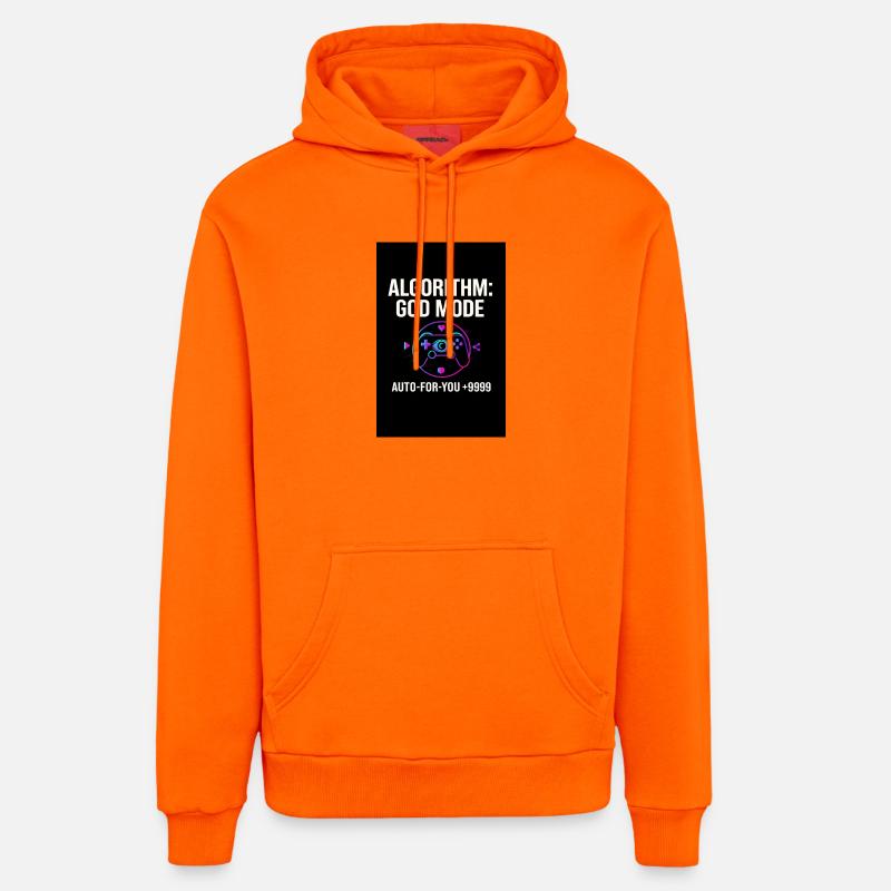 Algorithme Mode Dieu - Sweat à capuche bio décontracté fabriqué en UE - SUNSET ORANGE