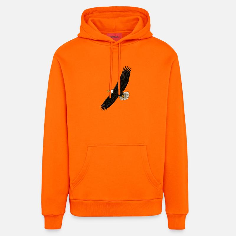 Eagle en vol Graphismes distincts - Sweat à capuche bio décontracté fabriqué en UE - SUNSET ORANGE