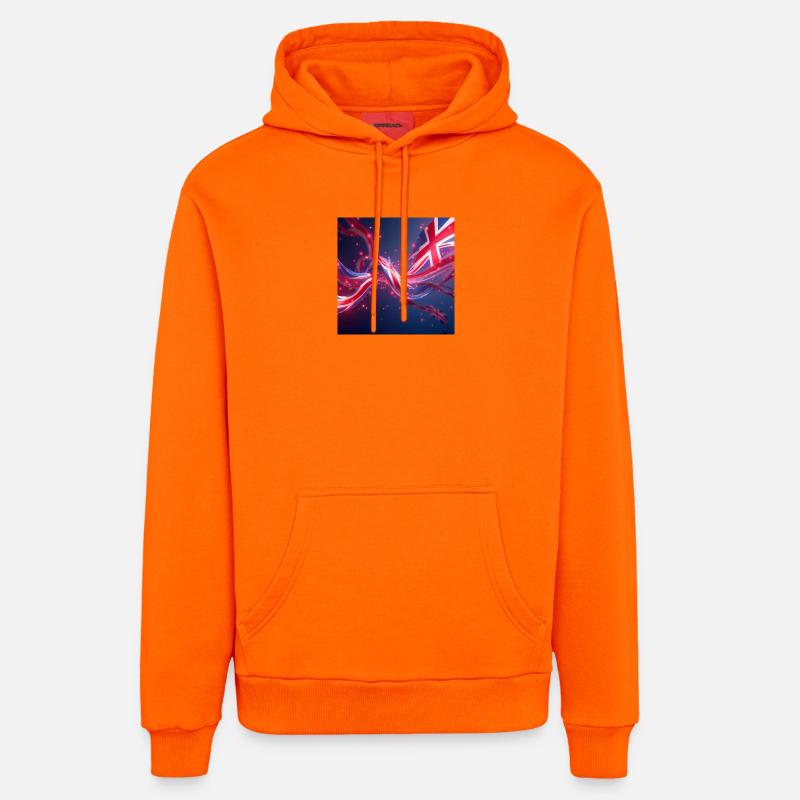 drapeaux_GB2 - Sweat à capuche bio décontracté fabriqué en UE - SUNSET ORANGE