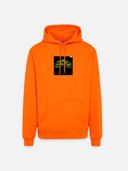 Contraste des feuilles de palmier néon - Sweat à capuche bio décontracté fabriqué en UE - SUNSET ORANGE