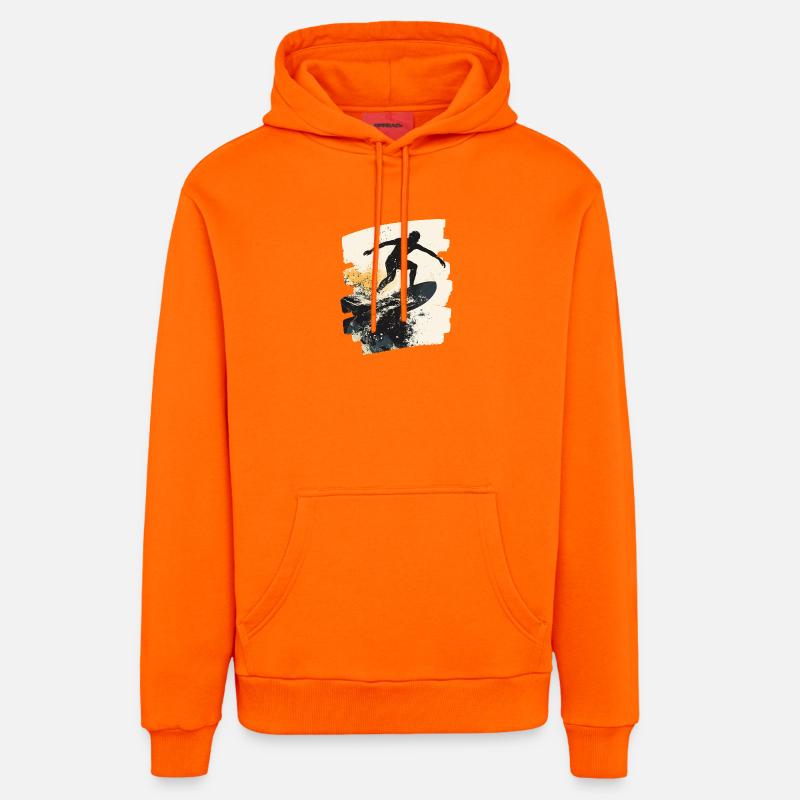 Surfeur Surf Planche de surf Surf - Sweat à capuche bio décontracté fabriqué en UE - SUNSET ORANGE