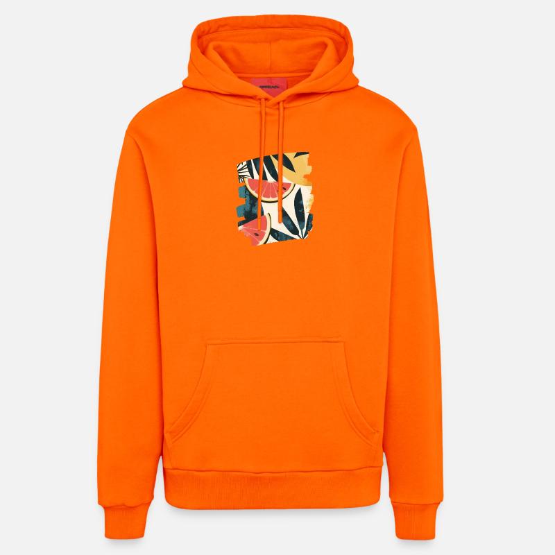 Pastèque d’été et palmiers - Sweat à capuche bio décontracté fabriqué en UE - SUNSET ORANGE