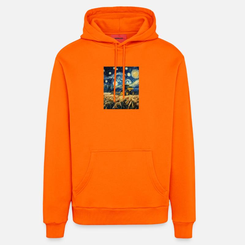 moissonneuse-batteuse fermier style van gogh étoilé - Sweat à capuche bio décontracté fabriqué en UE - SUNSET ORANGE